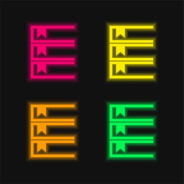 Parlayan dört renk neon vektör simgesi kitaplarıName