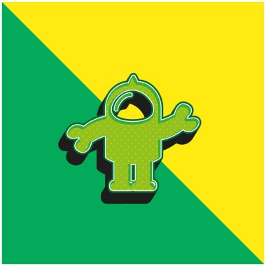 Astronot Takım Elbisesi Yeşil ve Sarı 3D vektör simgesi