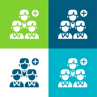 Düz dört renk simgesi seti ekle