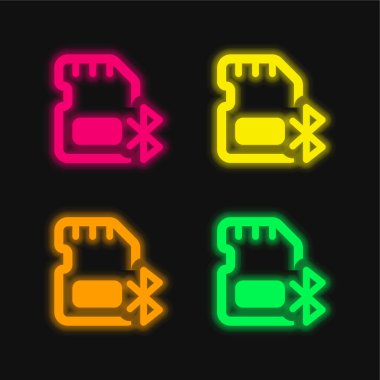 Bluetooth dört renkli parlayan neon vektör simgesi