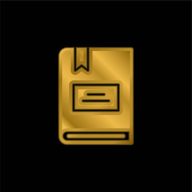 Kitap altın kaplamalı metalik simge veya logo vektörü