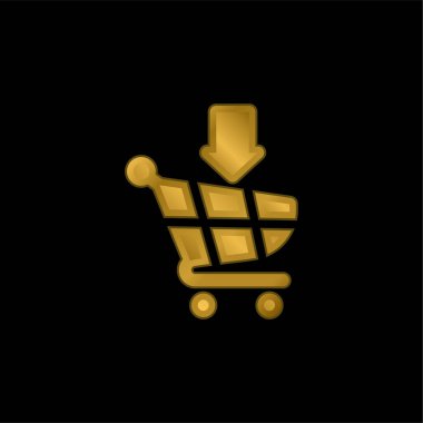 Cart altın kaplama metalik simge veya logo vektörüne ekle