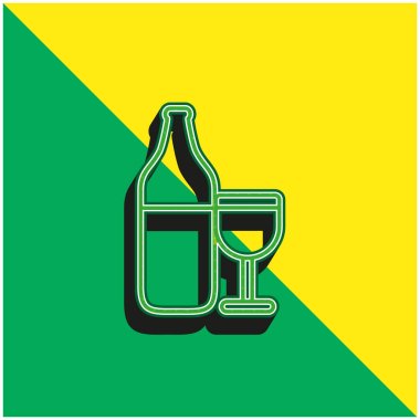 Bottle And Cup Outline Green and yellow modern 3d vector icon logo clipart