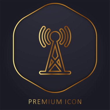 Anten altın çizgi prim logosu veya simgesi