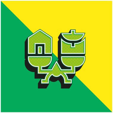 Denge Yeşil ve Sarı Modern 3D vektör simgesi logosu