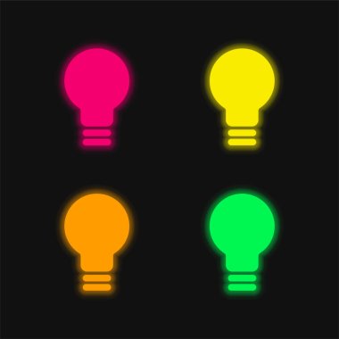 Black Lightbulb four color glowing neon vector icon clipart