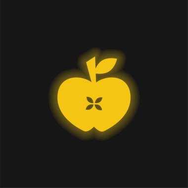 Elma Yüreği sarı parlak neon simgesi