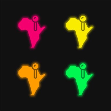 Afrika 'da parlayan dört renkli neon vektör simgesi