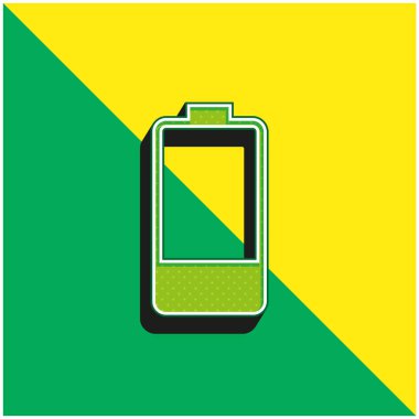 Pil Yeşil ve Sarı modern 3D vektör simgesi logosu