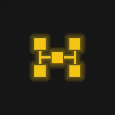 Beş Karenin Blokları sarı parlayan neon simgesi