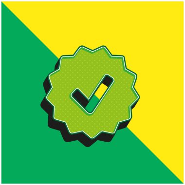 Approval Symbol In Badge Green and yellow modern 3d vector icon logo clipart