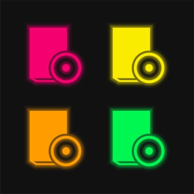 Kitap dört renk parlayan neon vektör simgesi