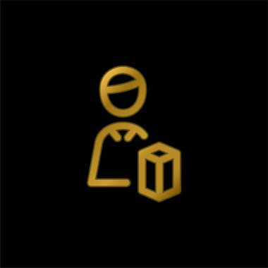 Mimari altın kaplama metalik simge veya logo vektörü