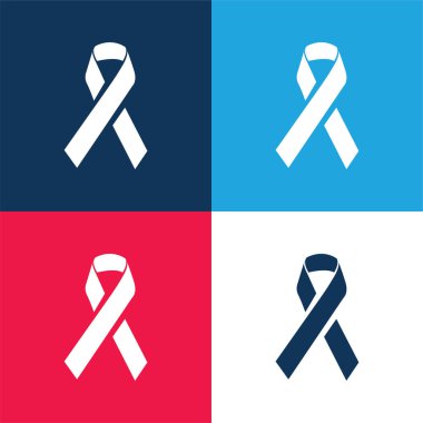 Awareness Ribbon blue and red four color minimal icon set clipart