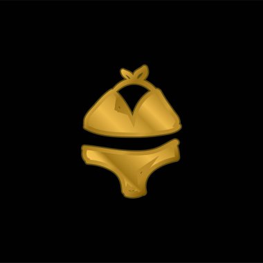 Bikini El Plaj Giysileri Altın kaplama metalik ikon veya logo vektörü