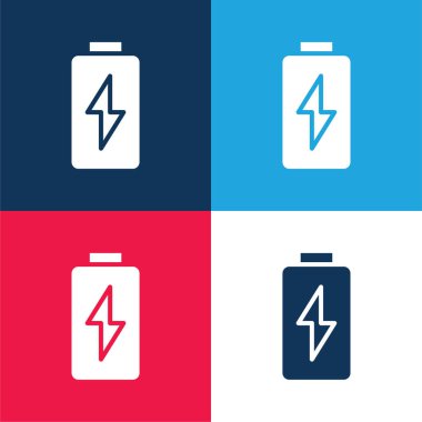 Pil mavi ve kırmızı dört renk minimal simge kümesi