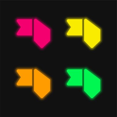 Yer imi dört renk parlayan neon vektör simgesi