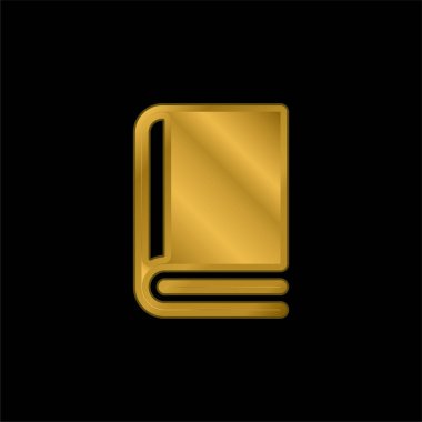 Kitap altın kaplamalı metalik simge veya logo vektörü