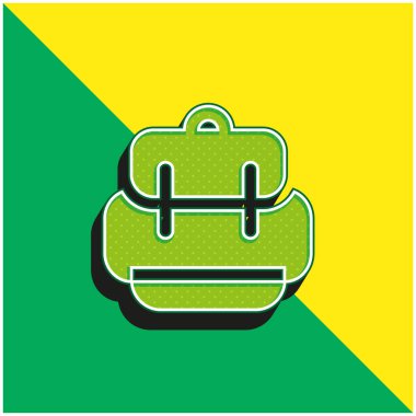 Sırt çantası yeşil ve sarı modern 3d vektör simgesi logosu