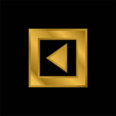 Gross Square düğmesindeki Arrow Üçgeni Altın kaplama metalik simge veya logo vektörü