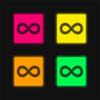 500px Logosu 4 renkli parlayan neon vektör simgesi