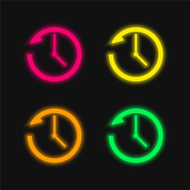 Anti Clockwise four color glowing neon vector icon clipart