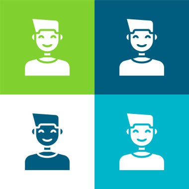 Oğlan Düz 4 renk en küçük simge seti