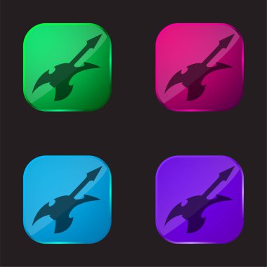 Soyut Şekli Elektro Gitar Dört Renkli Cam Düğme Simgesi