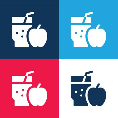 Apple Juice mavi ve kırmızı dört renk minimal simge kümesi