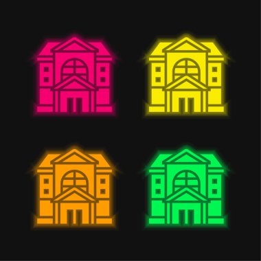 Daire 4 renkli parlak neon vektör simgesi