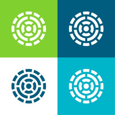 Aztek Takvimi Düz Düz 4 renk minimal simgesi seti