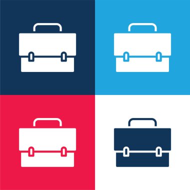 Poşet mavi ve kırmızı dört renk minimal simge seti