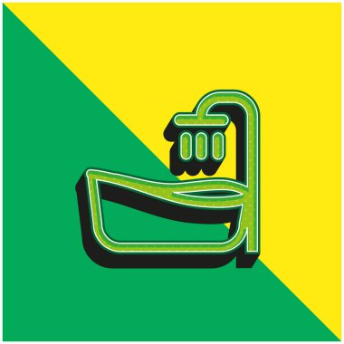 Bath Tub Green and yellow modern 3d vector icon logo clipart
