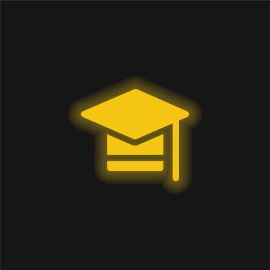 Bachelors Degree yellow glowing neon icon clipart