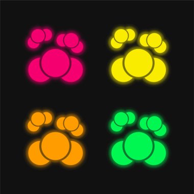 Atomlar dört renk parlayan neon vektör simgesi