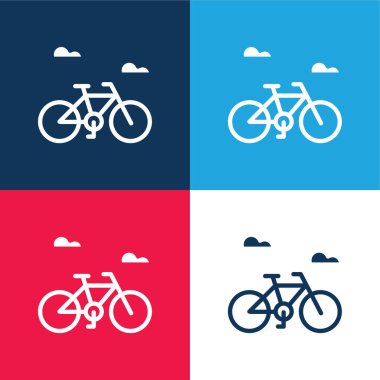 Bisiklet mavi ve kırmızı dört renk en az simge kümesi