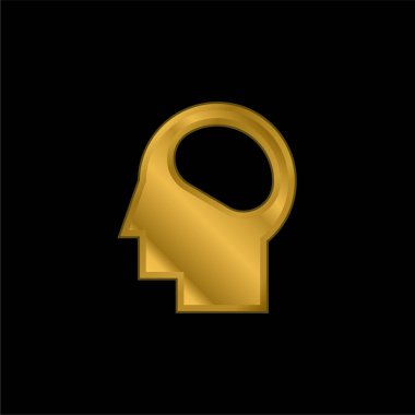 Beyin altın kaplamalı metalik simge veya logo vektörü