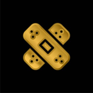 Yara bandı altın kaplamalı metalik simge veya logo vektörü