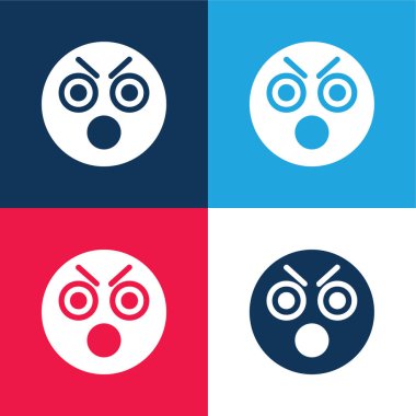 Kızgın mavi ve kırmızı dört renk en düşük simge kümesi