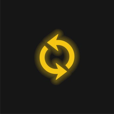 Arrows Circle yellow glowing neon icon clipart