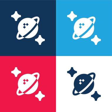 Astrofizik mavi ve kırmızı dört renk minimal simge kümesi