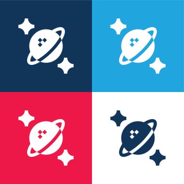 Astrophysics blue and red four color minimal icon set clipart