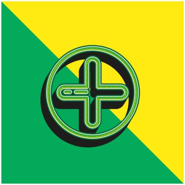 Yeşil ve sarı modern 3d vektör simgesi ekle