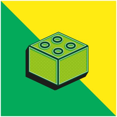 Tuğla Yeşil ve Sarı Modern 3D vektör simgesi logosu