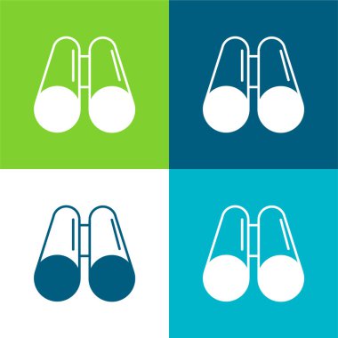 Dürbünler Düz dört renk minimal simgesi seti