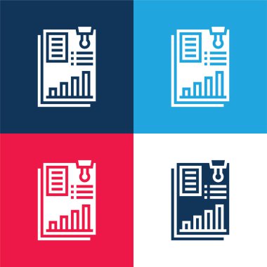 Annual Report blue and red four color minimal icon set clipart