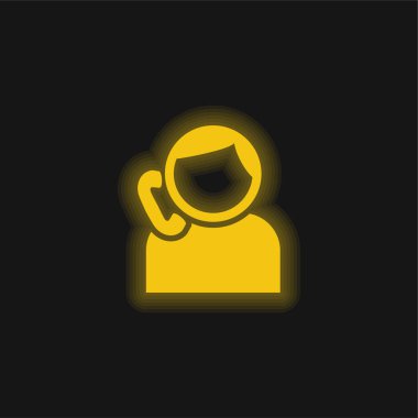 Telefonla Konuşan Çocuk sarı parlak neon simgesi