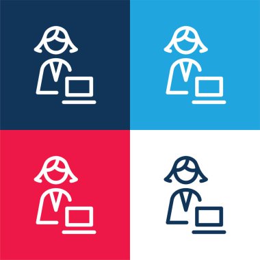 Yönetici mavi ve kırmızı dört renk en küçük simge kümesi