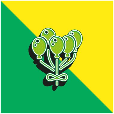 Balon Yeşil ve Sarı Modern 3D vektör simgesi logosu