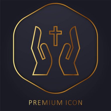 Altın çizgi prim logosunu veya simgesini kutsa